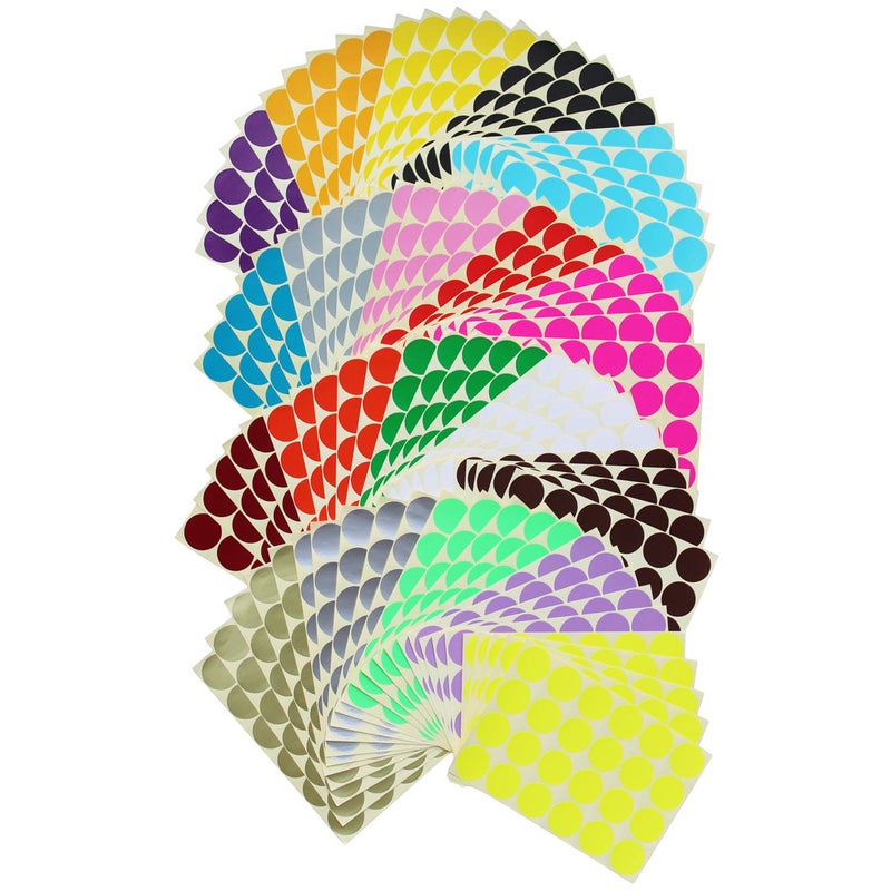 LJY 2400 Count Round Dot Stickers Color Coding Labels, 1.26 inch Diameter, 20 Colors, 100 Sheets - Image 1
